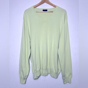 Brooks Brothers Men’s 100% Pima Cotton Green V-Neck Preppy Golf Sweater Size L